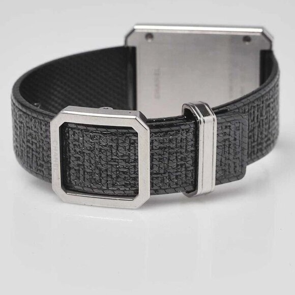 Chanel Black Tweed Metal and Diamonds Quartz Watch - Picture 6 of 8